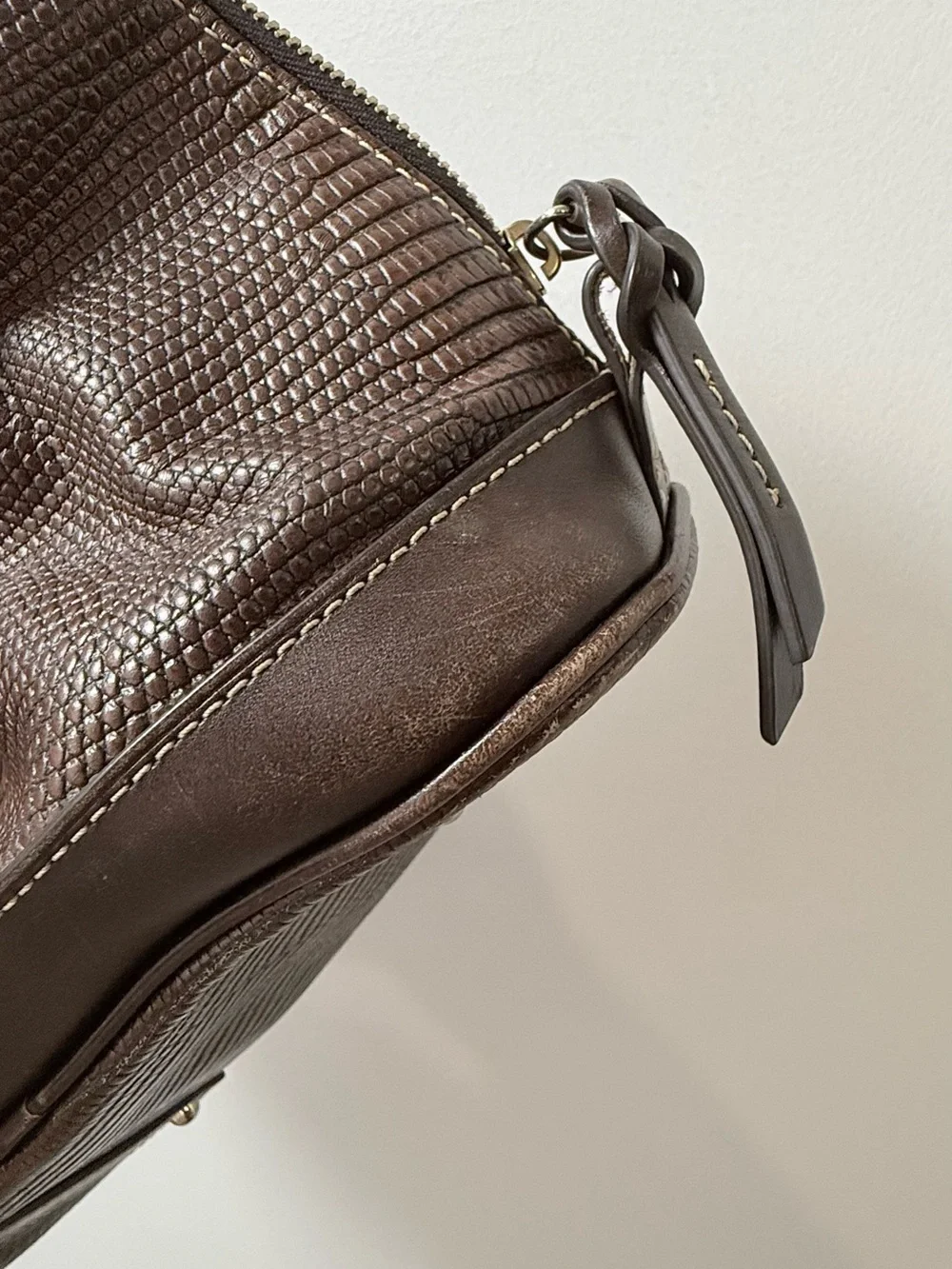 Dooney & Bourke Chocolate Brown Lizard-Embossed Satchel